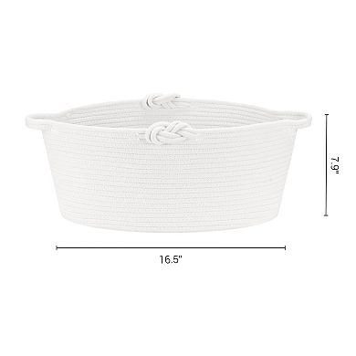 1 Pack Woven Storage Basket Bin with Handle for Blankets, Clothes, Shoes, Organizer Bin
