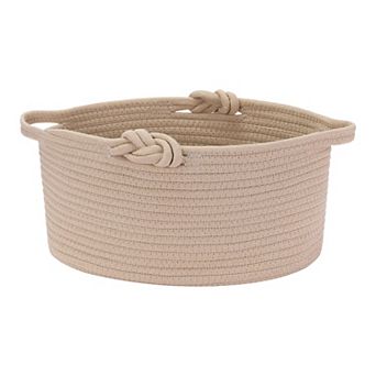 1 Pack Woven Storage Basket Bin with Handle for Blankets, Clothes, Shoes, Organizer Bin
