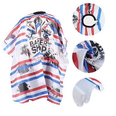 Inkjet Pattern Hairdressing Cape for Hair Cut 64.96"x57.09" 1 Pc Red Blue White