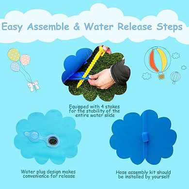 Inflatable Water Pool with Splash and Slide Without Blower