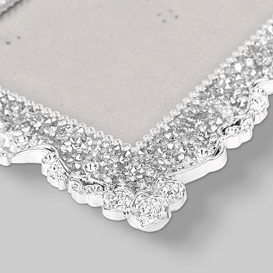 1 Pcs Modern Plated Picture Frame with Crystal, Shiny Photo Frame with Clear Glass on the Desk Decor