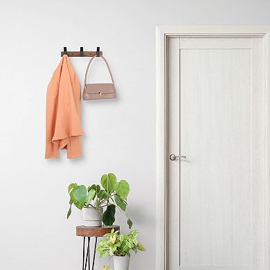 1 Pack Coat Rack Wall Mount, Metal Wood Coat Hook, Hat Rack, Wall Hooks for Hanging with 3 Hooks