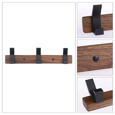 1 Pack Coat Rack Wall Mount, Metal Wood Coat Hook, Hat Rack, Wall Hooks for Hanging with 3 Hooks