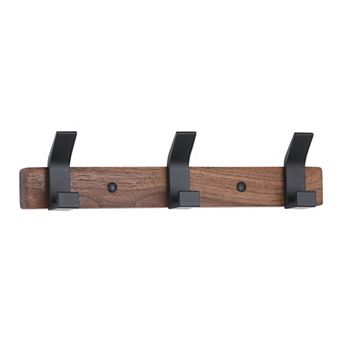 1 Pack Coat Rack Wall Mount, Metal Wood Coat Hook, Hat Rack, Wall Hooks for Hanging with 3 Hooks
