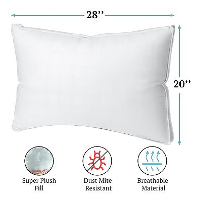 100% Cotton 300TC Down-alternative Filling Hypoallergenic Gusseted Bed Pillows 2 Pack