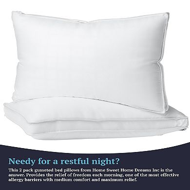 100% Cotton 300TC Down-alternative Filling Hypoallergenic Gusseted Bed Pillows 2 Pack