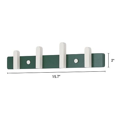 1 Pack Coat Rack Wall Mount, Wood Coat Hook for Hanging with 4 Hooks, Hat Rack, Wall Hooks