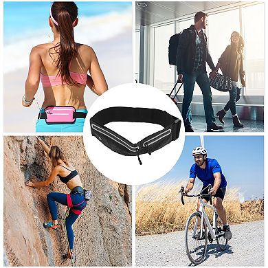 1 Pc Double Pocket Running Waist Pack with Magic Tapes for Hiking Gym
