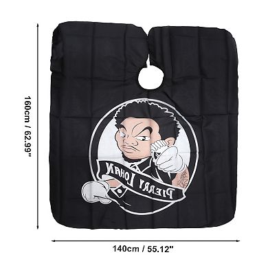 Cartoon Pattern Hairdressing Cape for Barber Shop 62.99"x55.12" Black Gray 1 Pc