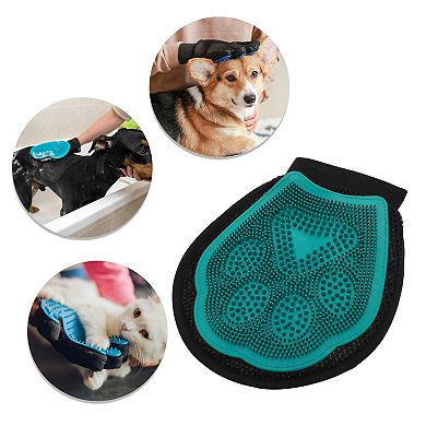 1 Pc Durable Double-Sided Pet Grooming Glove for Bathroom Green