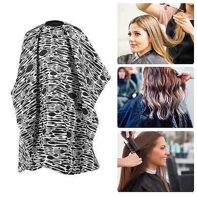 Tableware Pattern Hairdressing Cape for Hair Cut 64.96"x57.09" Black White 1 Pc