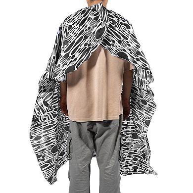 Tableware Pattern Hairdressing Cape for Hair Cut 64.96"x57.09" Black White 1 Pc