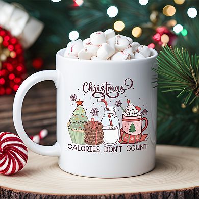 Christmas Calories Don't Count Funny Christmas Mugs, Cute Christmas Coffee Mugs 15oz