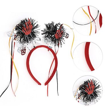 Cute Skeleton Hand Pattern Headband 4.72" Diameter Black Red 1 Pc