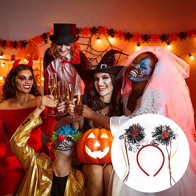 Cute Skeleton Hand Pattern Headband 4.72" Diameter Black Red 1 Pc