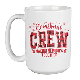 Plaid Christmas Crew Mugs, Cute Christmas Coffee Mugs for Family 15oz