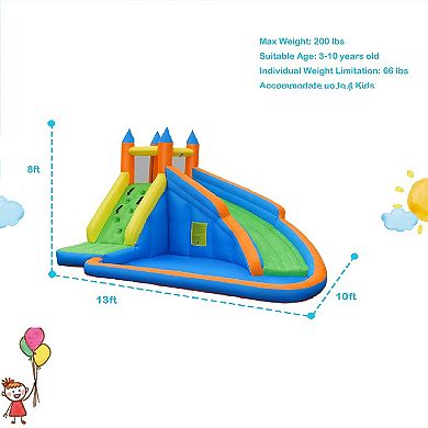 Kids Inflatable Water Slide Bouncing House with Carrying Bag and 480W Blower