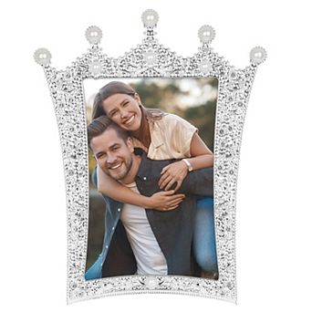 1 pc Pearl Picture Frame with Royal Crystal Decor Resin Photo Frames for Wedding Desktop Decor 4x6