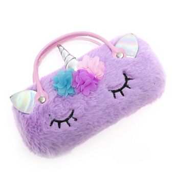 Flower Cartoon Eyeglasses Case 6.69"x3.15"x2.17" Purple 1 pc