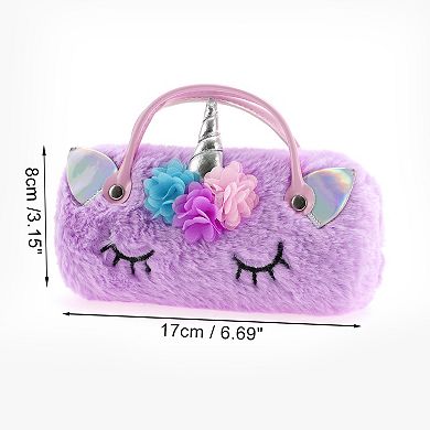 Flower Cartoon Eyeglasses Case 6.69"x3.15"x2.17" Purple 1 Pc