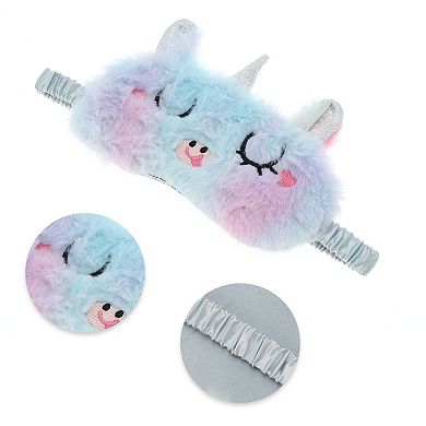 Soft Cartoon Eyes Sleep Mask Light Blue Purple Eye Shade Cover for Rest 1 Pc