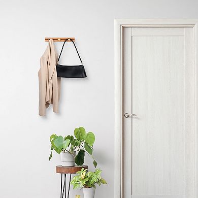 1 Pack Coat Rack Wall Mount, Wood Coat Hook, Hat Rack, Wall Hooks for Hanging with 3 Hooks