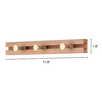 1 Pack Coat Rack Wall Mount, Wood Coat Hook, Hat Rack, Wall Hooks for Hanging with 3 Hooks