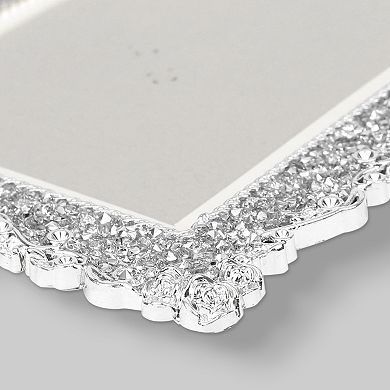 1 Pcs Modern Plated Picture Frame with Crystal, Shiny Photo Frame with Clear Glass on the Desk Decor