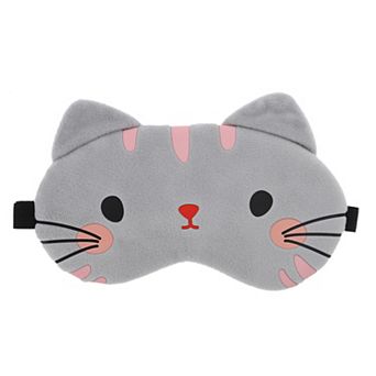 Soft Cartoon Cat Sleep Mask Grey Eye Shade Cover for Light Meditation 1 pc