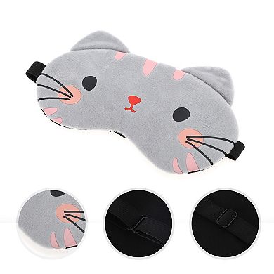 Soft Cartoon Cat Sleep Mask Grey Eye Shade Cover for Light Meditation 1 Pc