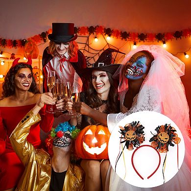 Novelty Pumpkin Pattern Headband 4.72" Diameter Red Orange 1 Pc