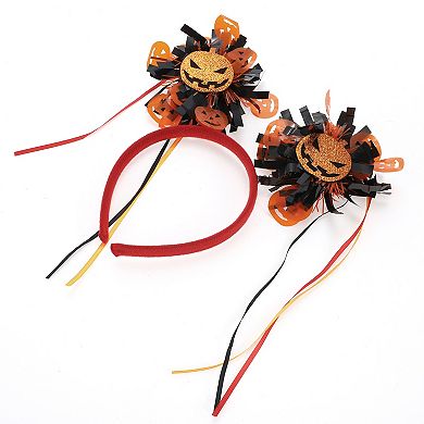 Novelty Pumpkin Pattern Headband 4.72" Diameter Red Orange 1 Pc