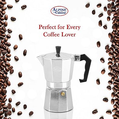 Alpine Cuisine Stovetop Espresso Maker 12.5 Oz, Aluminum Moka Pot, Makes Delicious Coffee