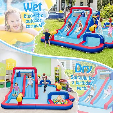 Inflatable Bounce House with 2 Water Slides and 3 Water Cannons with 950W Blower