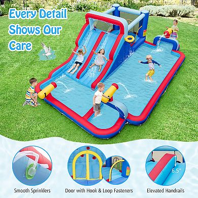 Inflatable Bounce House with 2 Water Slides and 3 Water Cannons with 950W Blower
