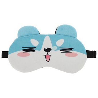 Soft Cartoon Squinting Eyes Sleep Mask Blue White Eye Shade Cover for Travel
