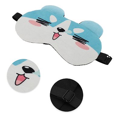 Soft Cartoon Squinting Eyes Sleep Mask Blue White Eye Shade Cover for Travel