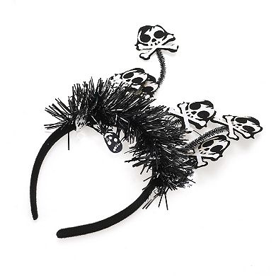 Classic Skull Pattern Headband 4.72" Diameter Black White 1 Pc