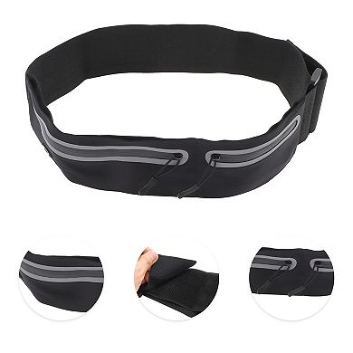 1 Pc Double Pocket Running Waist Pack with Magic Tapes for Hiking Gym