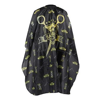Scissors Pattern Hairdressing Cape for Hair Cut 62.99"x55.12" Black Yellow 1 pc