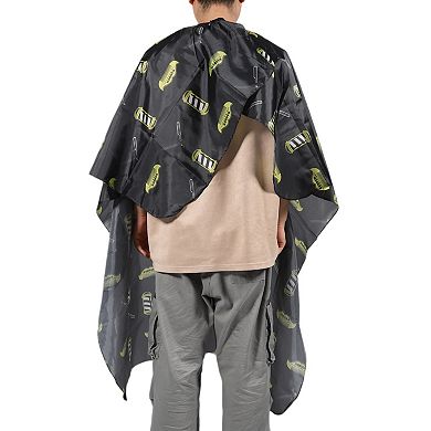 Scissors Pattern Hairdressing Cape for Hair Cut 62.99"x55.12" Black Yellow 1 Pc