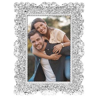 1 pc Picture Frame with Crystal, Shiny Photo Frames with Clear Glass on the Desk Decor 4.5x6.5