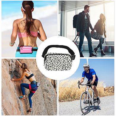 1 Pc Printed Running Waist Pack for Hiking Gym Black White