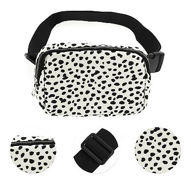1 Pc Printed Running Waist Pack for Hiking Gym Black White
