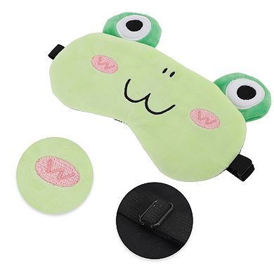 Soft Cartoon Frog W-shaped Mouth Sleep Mask Green Eye Shade Cover for Travel 1pc