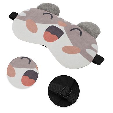 Soft Cartoon Laughing Sleep Mask Khaki Eye Shade Cover for Travel for Rest 1 Pc