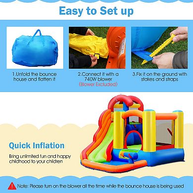Inflatable Water Slide Bounce House with Pool and Cannon Without Blower
