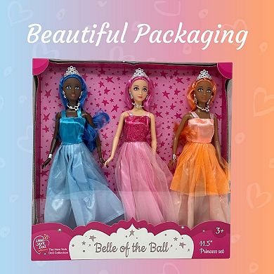 The New York Doll Collection 11.5 Inch Princess Dolls 3 Pack