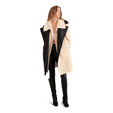 Watch Me Go Oversized Leather Trimmed Coat