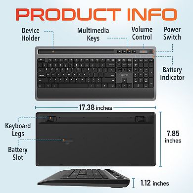 Delton T42 Ergonomic Wireless Keyboard with Tablet Holder (DKBT42)
